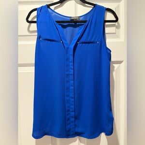 Express Vibrant Blue V-Neck Blouse